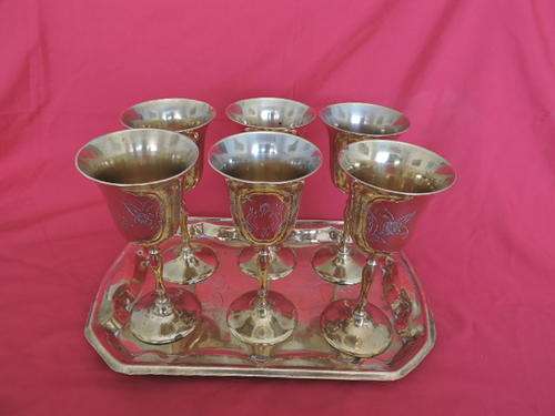 Brass Wine Glasses with tray
